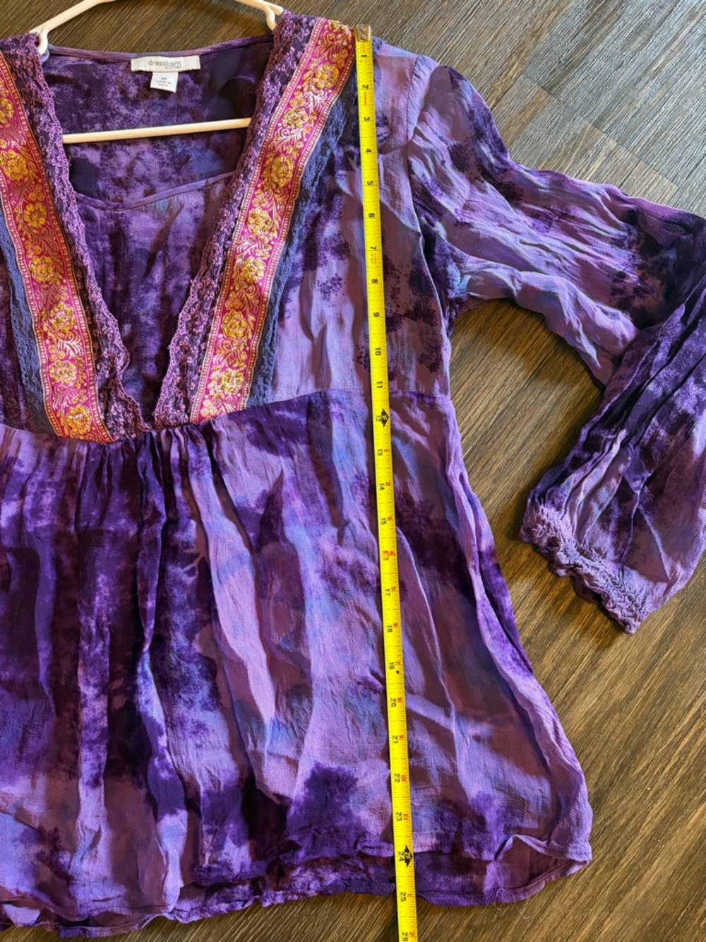 Vintage Dress Barn Top 1X Tie-Dye Hippie Whimsygoth Witchy Dark Romance Y2K - Picture 7 of 7